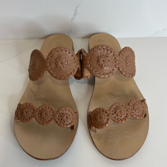 Jack Rogers Shoes - Jack Rogers Cognac Brown Leather Lauren Slip-On Sandal Size 6.5